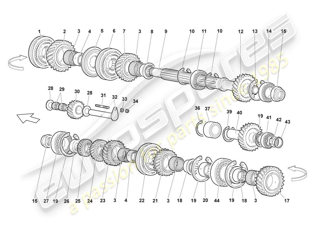 lamborghini lp640 coupe (2009) diagrama de piezas del eje de salida