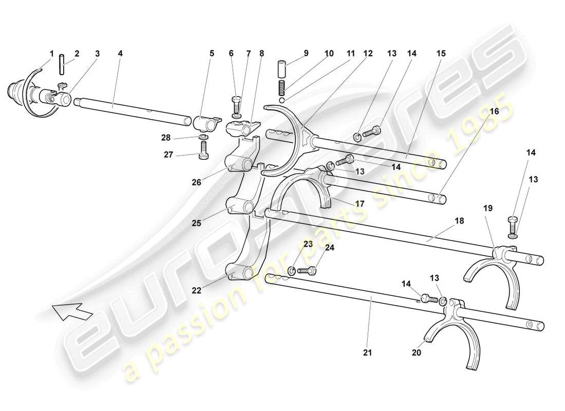 lamborghini lp640 coupe (2009) mecanismo selector diagrama de piezas