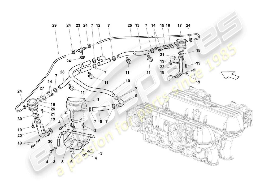 lamborghini lp640 coupe (2009) diagrama de piezas de la bomba de aire secundario