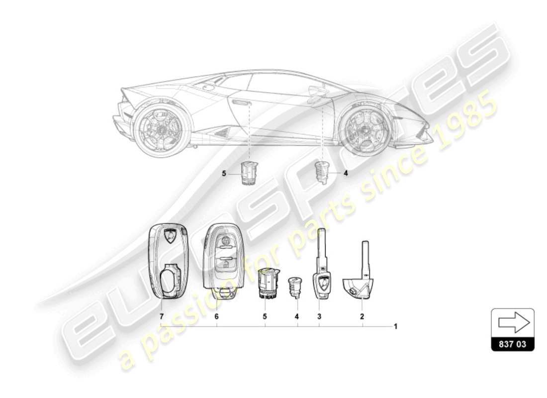 lamborghini sto (2024) cerradura con llaves diagrama de piezas