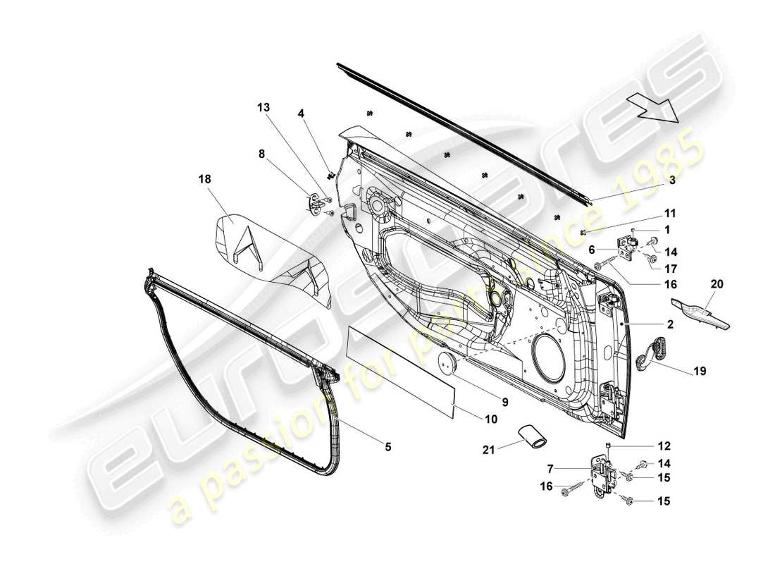 lamborghini lp560-4 coupe (2011) diagrama de piezas de la puerta