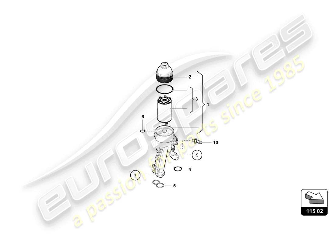 lamborghini super trofeo evo 2 (2022) diagrama de piezas del filtro de aceite