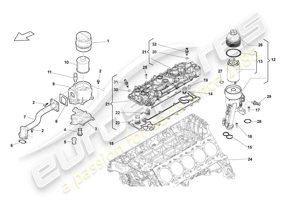 lamborghini blancpain sts (2013) diagrama de piezas del filtro de aceite