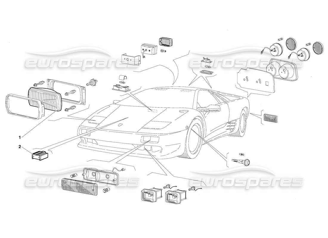 lamborghini diablo (1991) luces (válido para la versión de australia: 1991 de octubre) diagrama de piezas