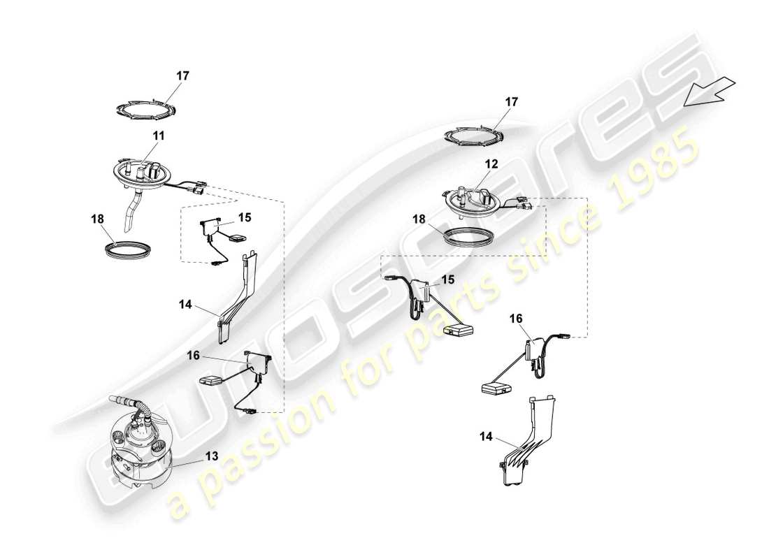 lamborghini lp570-4 sl (2014) unidad de entrega de combustible y sensor para medidor de combustible diagrama de piezas