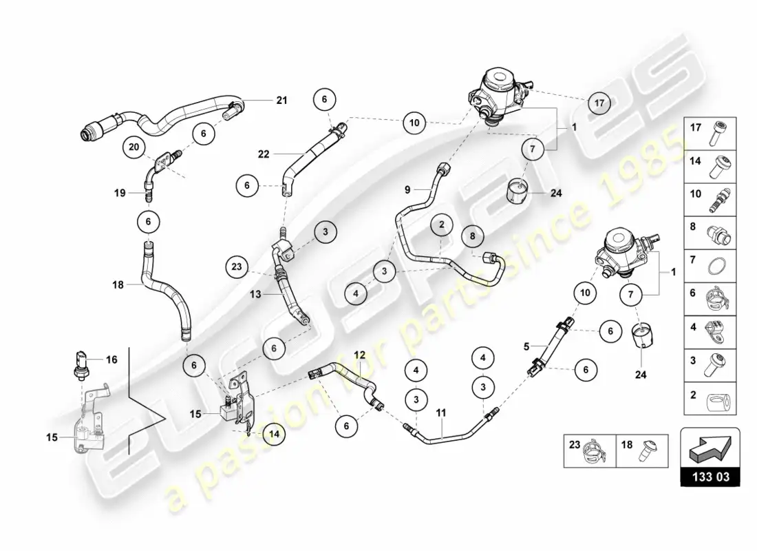 lamborghini lp600-4 zhong coupe (2015) bomba de combustible diagrama de piezas