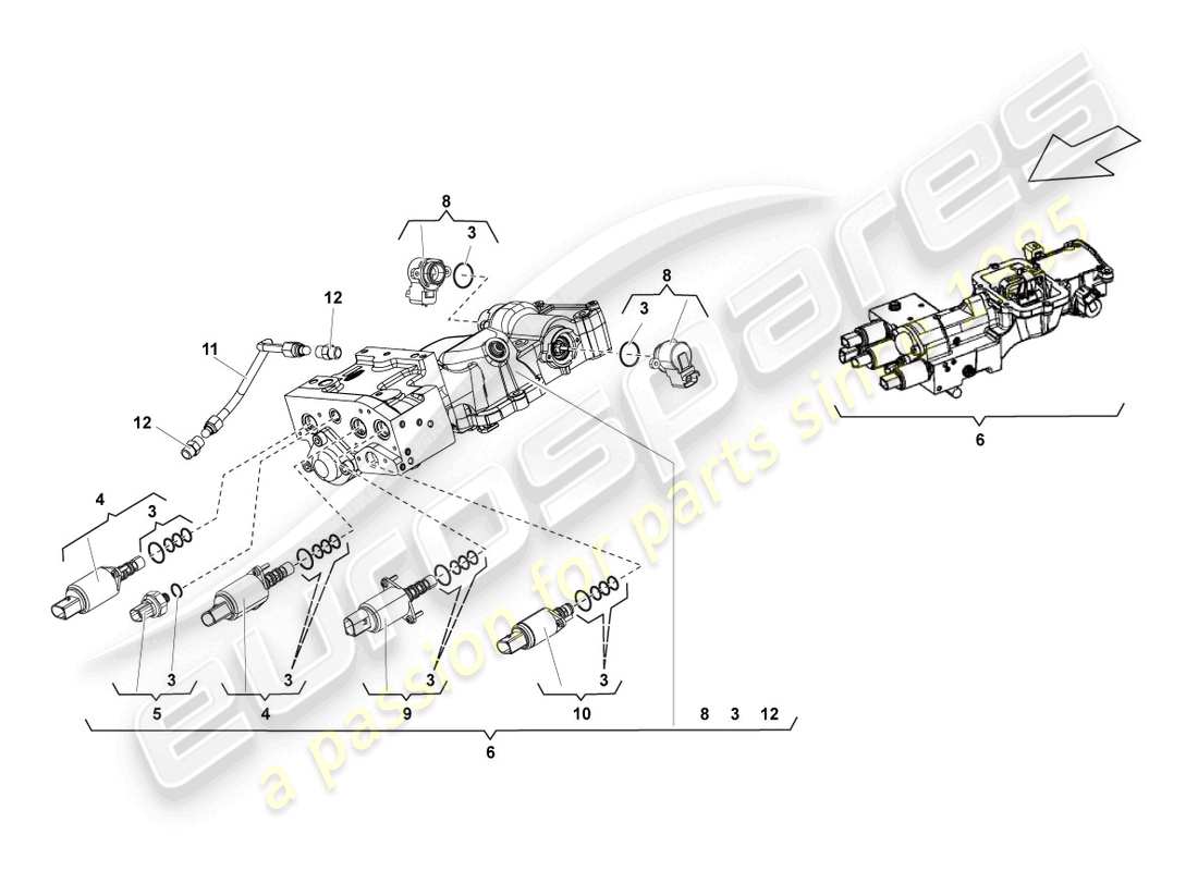 lamborghini lp570-4 sl (2014) diagrama de piezas de la unidad de válvula