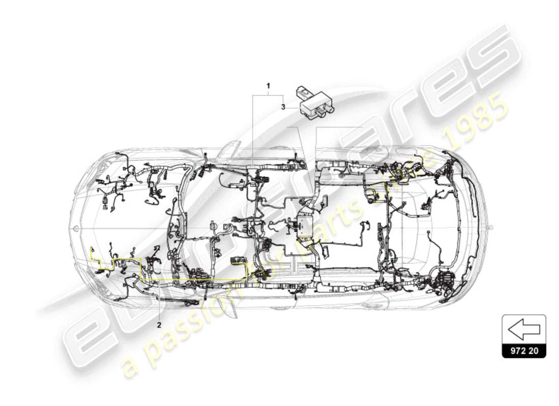 lamborghini urus s (2024) mazo de cableado para interior diagrama de pieza