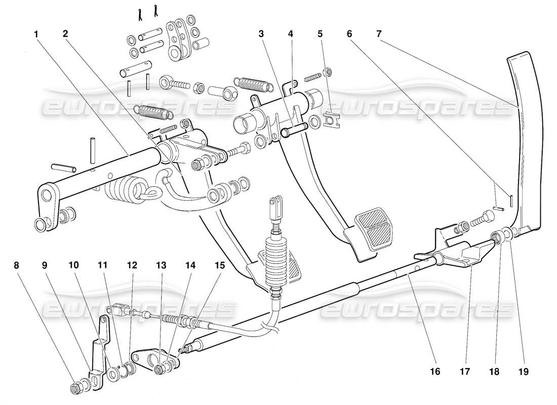 lamborghini diablo (1991) pedales (válido para la versión gb: 1991 de octubre) diagrama de piezas