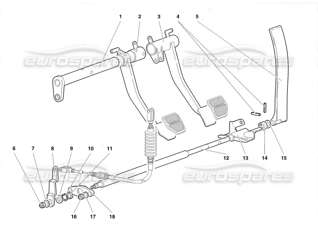 lamborghini diablo roadster (1998) diagrama de piezas de pedales (válido para reino unido 1998)