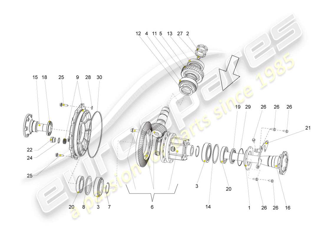 lamborghini gallardo coupe (2006) diferencial diagrama de piezas