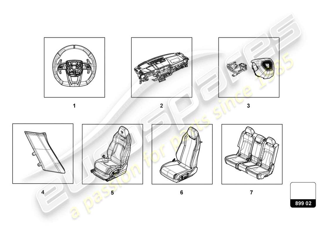 lamborghini urus performante (2024) equipo del departamento de servicio diagrama de piezas
