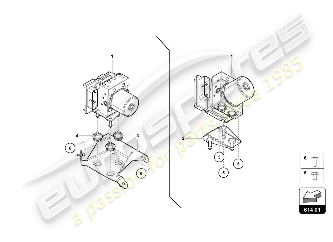 lamborghini 2022 (lp770-4 svj coupe) unidad abs con unidad de control diagrama de piezas