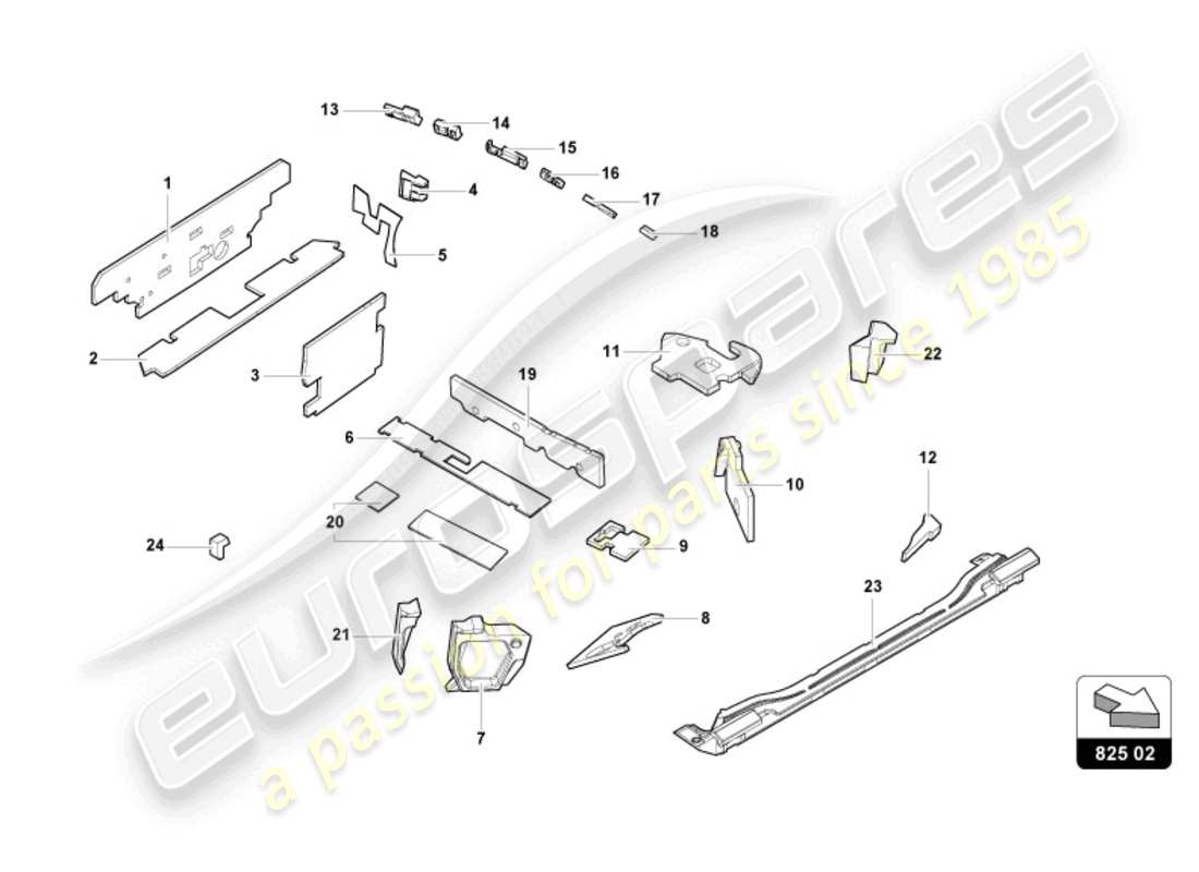 lamborghini evo spyder (2024) diagrama de piezas de amortiguación