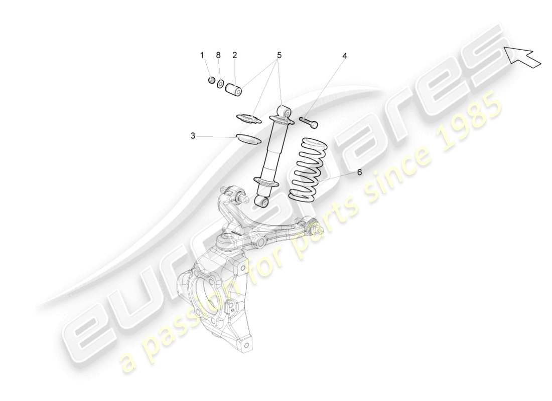 lamborghini gallardo coupe (2007) amortiguadores delanteros diagrama de piezas