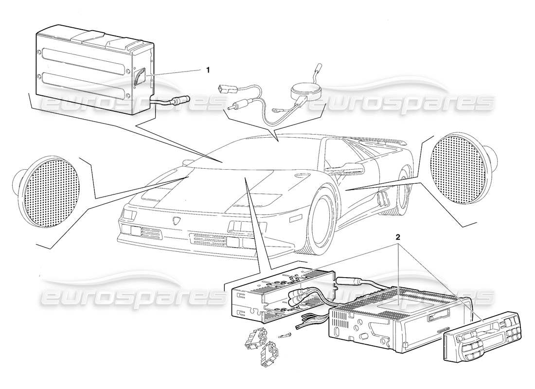 lamborghini diablo se30 (1995) diagrama de piezas del aparato de radio (válido para canadá, 1995 de enero)