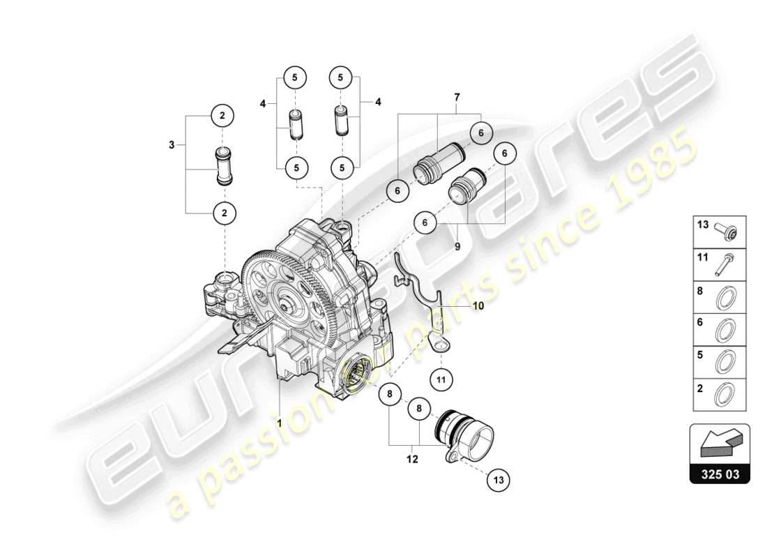 lamborghini evo coupe (2023) unidad de control hidráulico diagrama de piezas