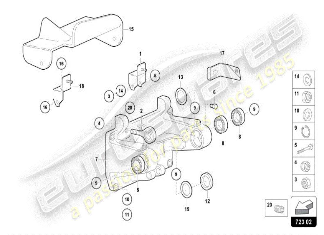 lamborghini diablo vt (1995) freno y aceleración. palanca mecanica. diagrama de piezas