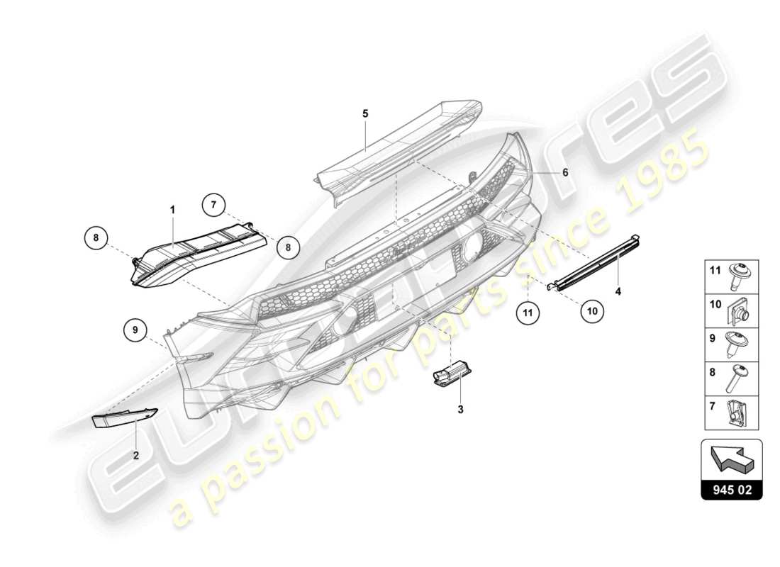 lamborghini tecnica (2023) diagrama de piezas de la luz trasera