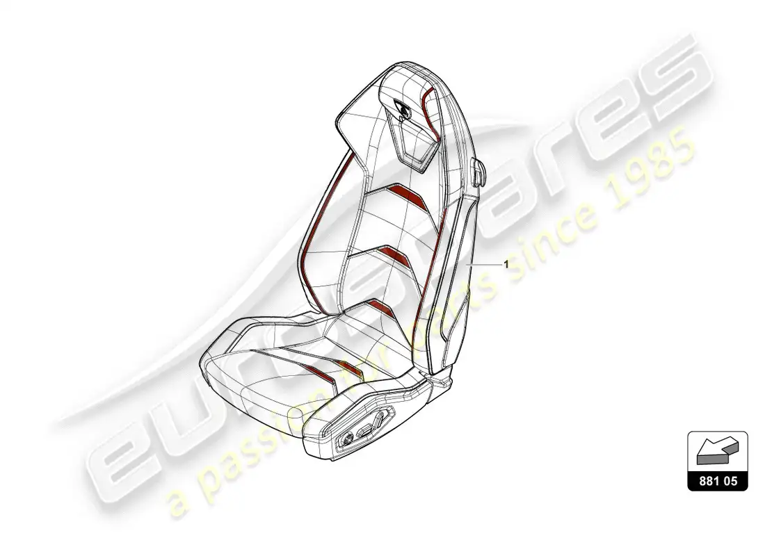 lamborghini evo coupe 2wd (2020) acabado del asiento evo diagrama de piezas