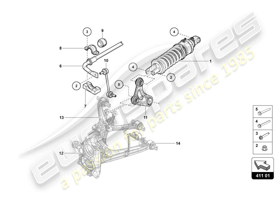 lamborghini countach lpi 800-4 (2022) amortiguadores delanteros diagrama de piezas