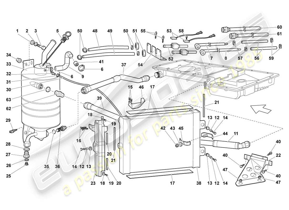 lamborghini reventon diagrama de piezas del enfriador de aceite