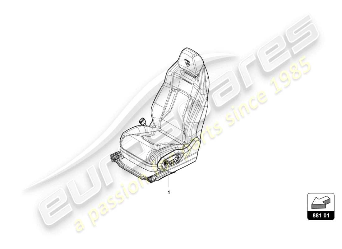 lamborghini urus performante (2023) asiento delantero completo diagrama de pieza