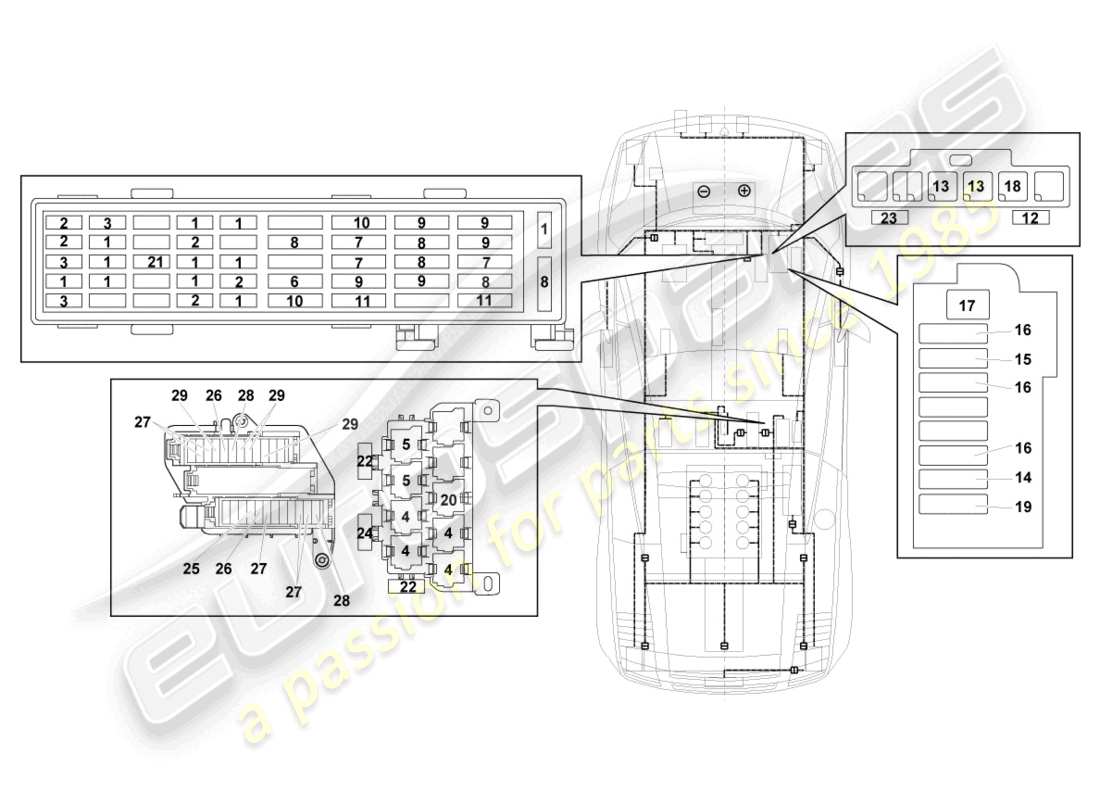 lamborghini lp560-4 coupe (2011) diagrama de piezas de electricidad central