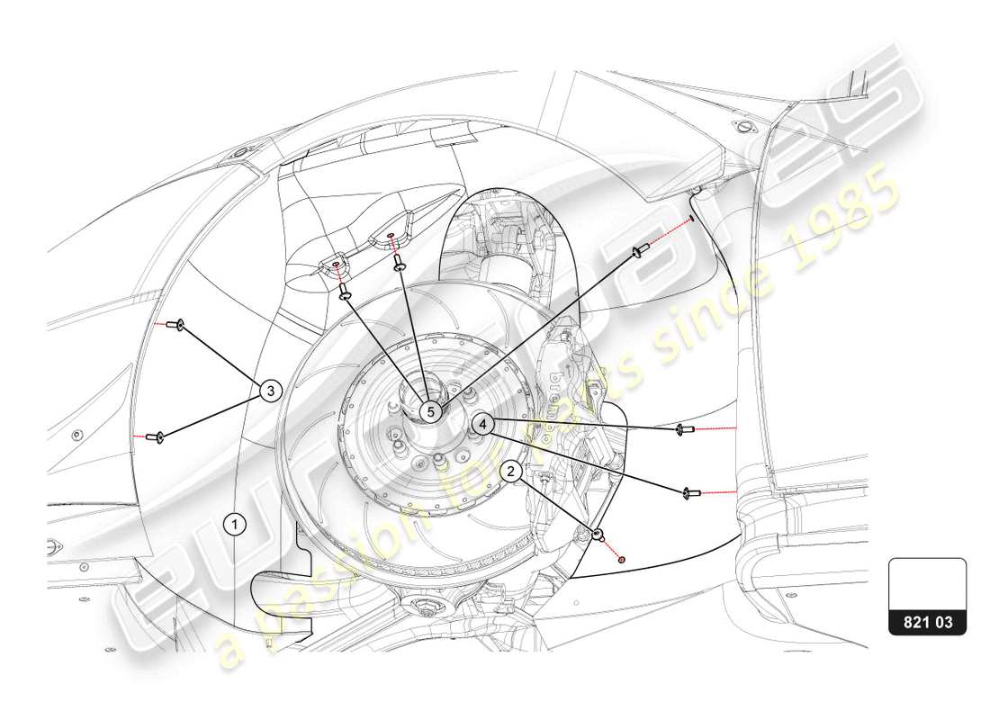 lamborghini super trofeo evo 2 (2022) timones/diagrama de piezas locary