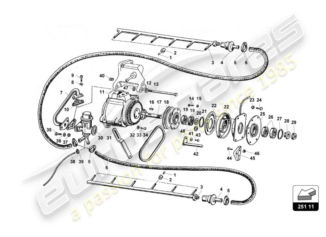 lamborghini countach 25th anniversary (1989) la contaminación del aire diagrama de piezas