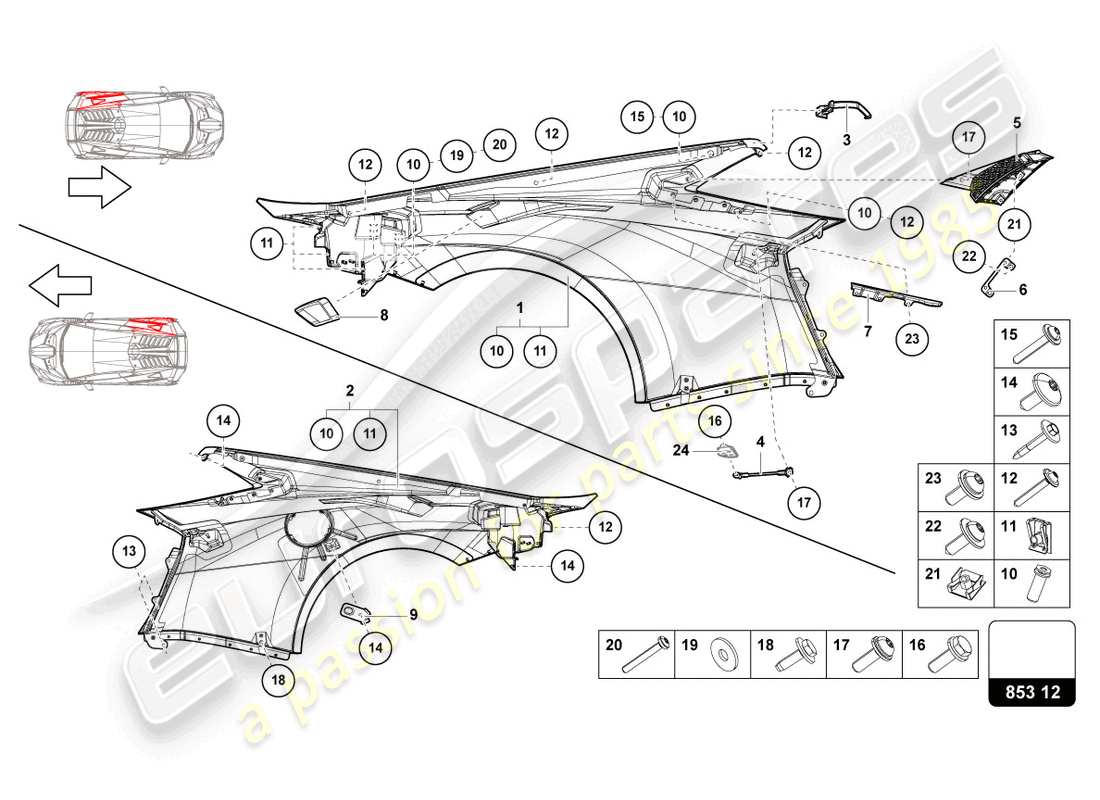 lamborghini 2023 (sto) diagrama de piezas del ala