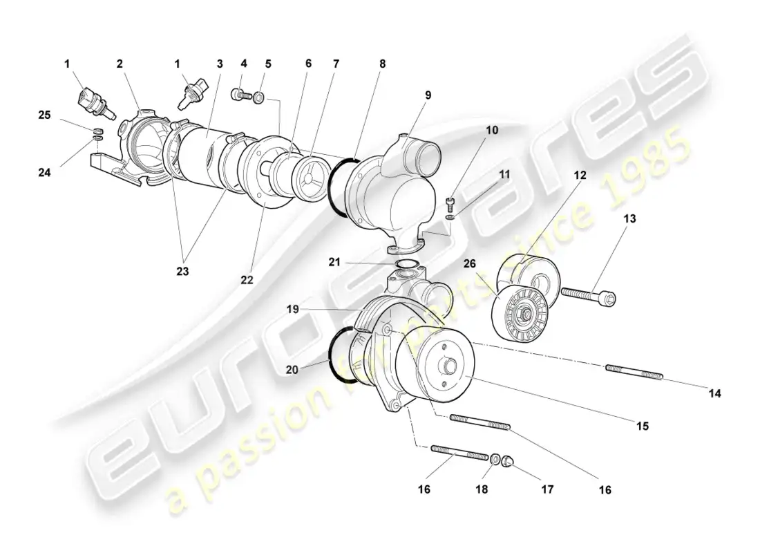 lamborghini murcielago coupe (2002) bomba de refrigerante diagrama de piezas