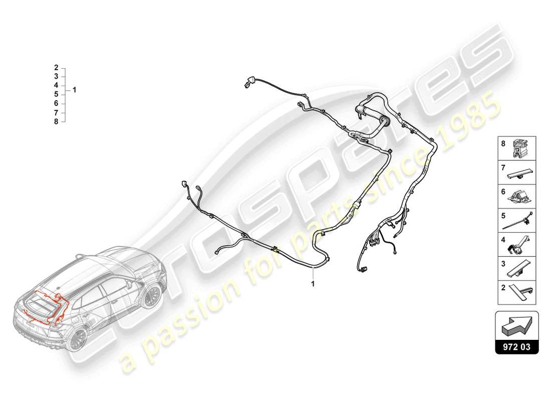 lamborghini urus performante (2023) juego de cables para porton trasero diagrama de piezas