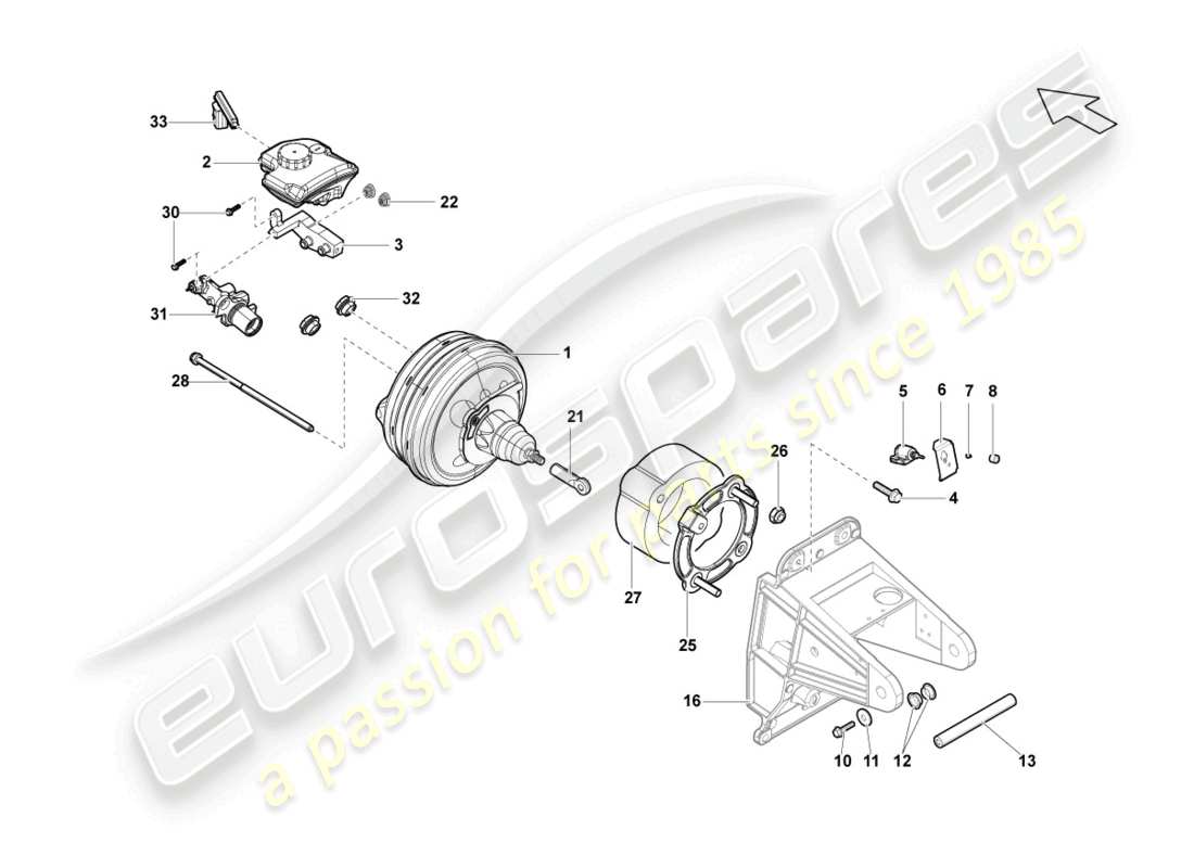 lamborghini gallardo coupe (2004) diagrama de piezas del servo freno