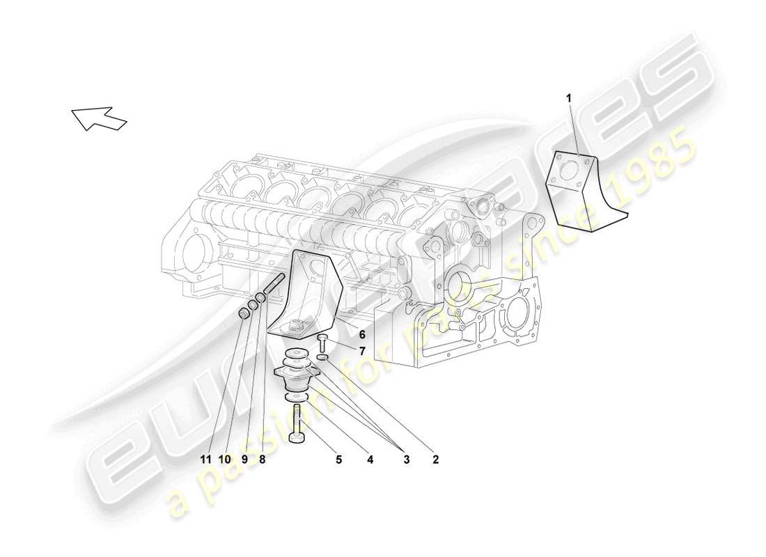 lamborghini lp640 coupe (2009) fijación de piezas para el motor diagrama de piezas