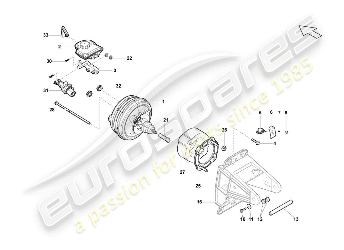 lamborghini gallardo spyder (2007) diagrama de piezas del servo freno