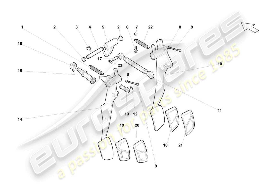 lamborghini gallardo spyder (2007) freno y aceleración. palanca mecanica. diagrama de piezas