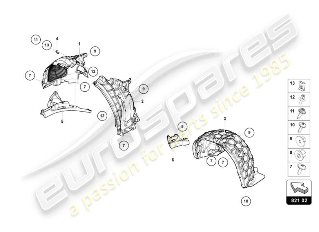 lamborghini urus (2019) diagrama de piezas del revestimiento de la rueda