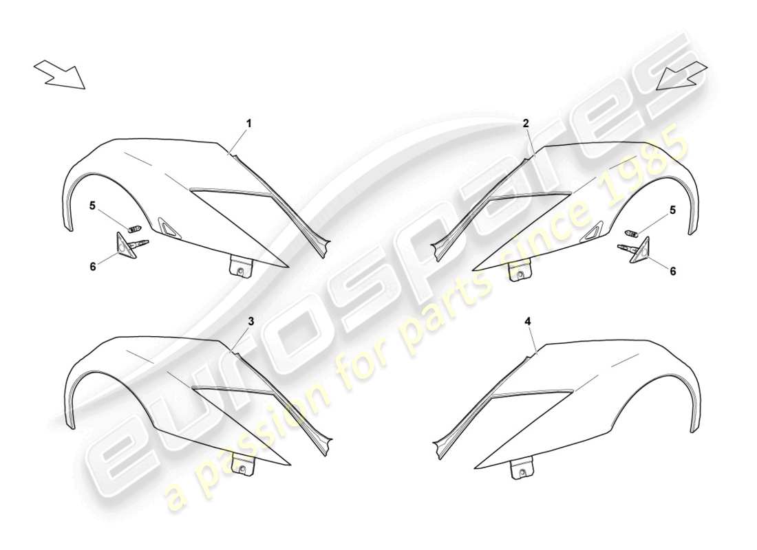 lamborghini lp640 coupe (2009) diagrama de pieza del ala delantera