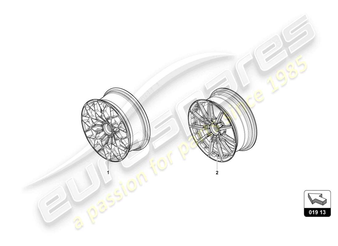 lamborghini huracan sto (accessories) diagrama de piezas de llanta de aluminio