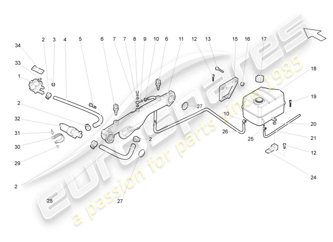 lamborghini gallardo coupe (2004) diagrama de piezas de la bomba de refrigerante adicional