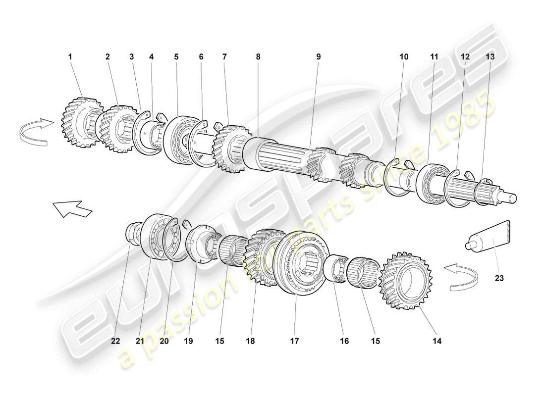 lamborghini lp670-4 sv (2010) diagrama de piezas del eje de entrada