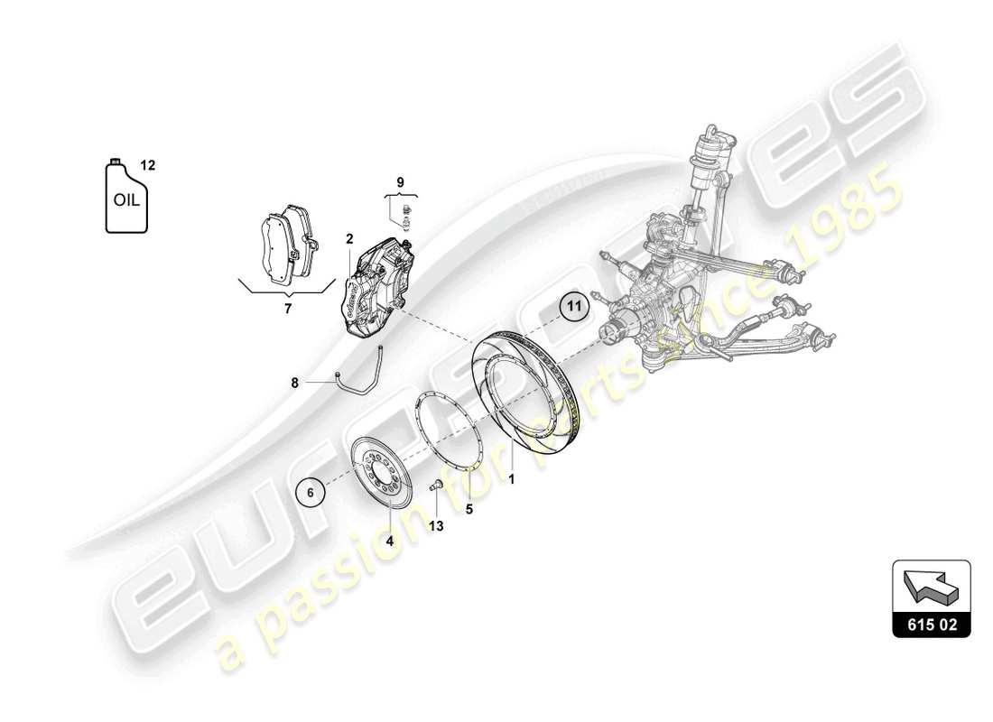 lamborghini super trofeo evo 2 (2022) discos de freno trasero diagrama de piezas