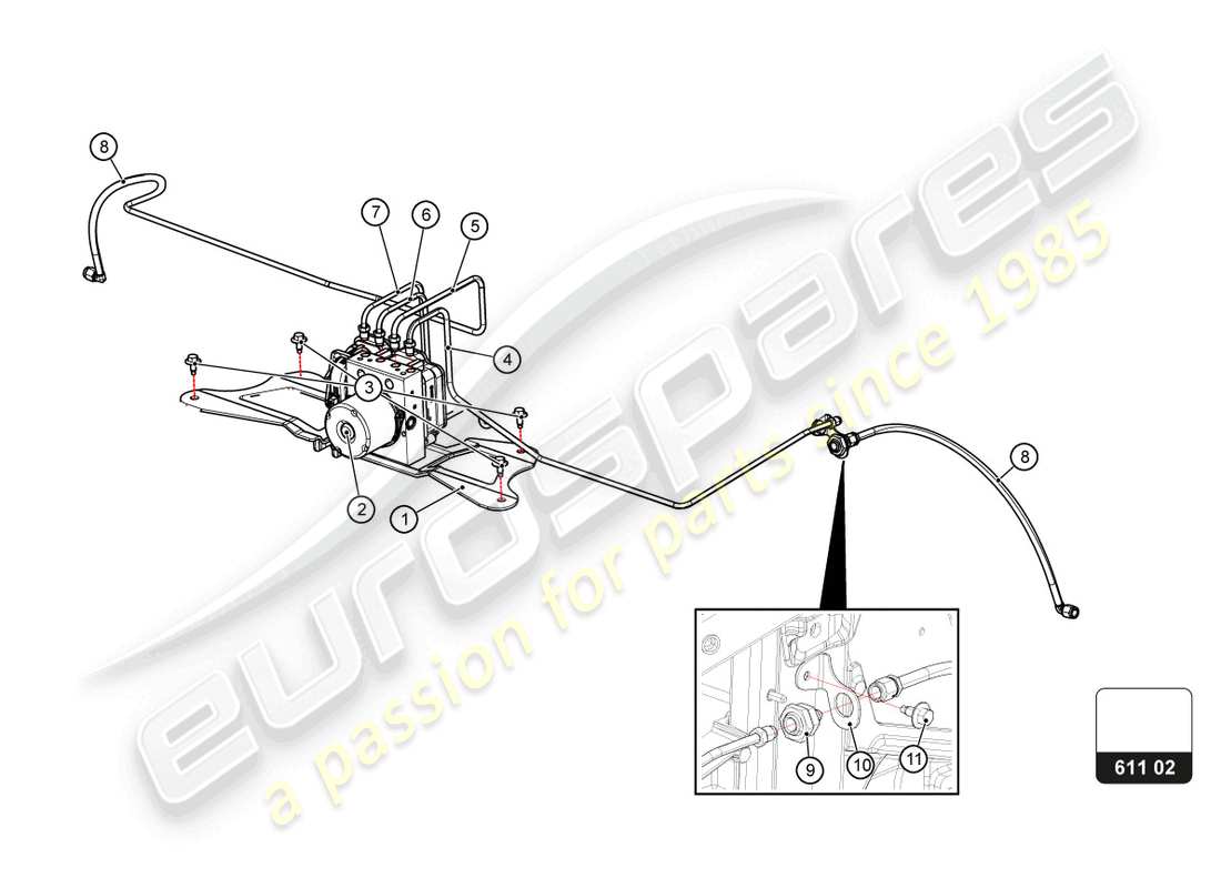 lamborghini super trofeo evo 2 (2022) diagrama de piezas del sistema de frenos