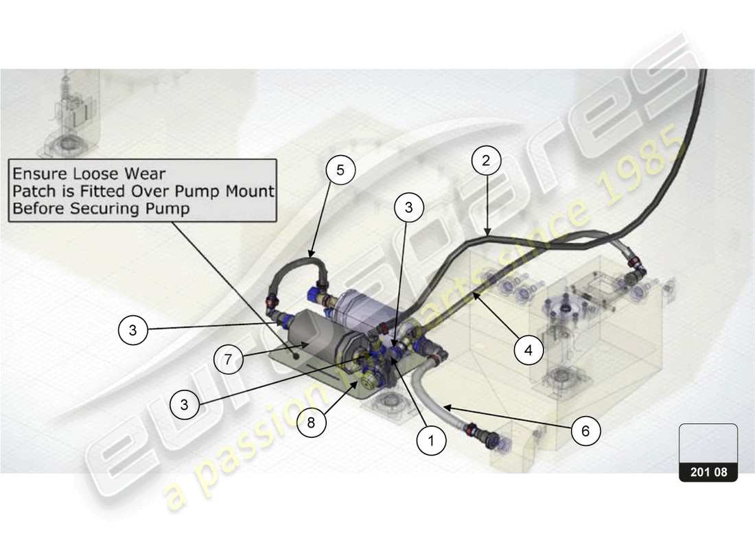 lamborghini super trofeo evo 2 (2022) kit de actualización del tanque de combustible diagrama de piezas