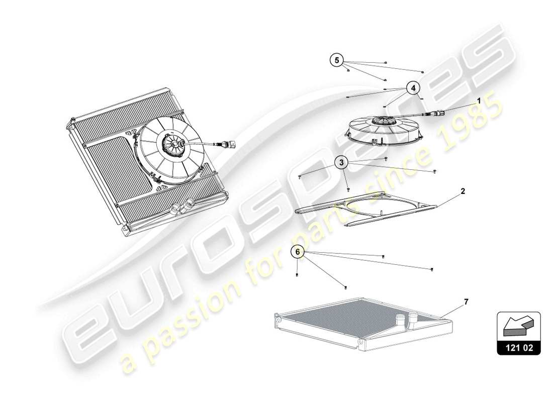 lamborghini super trofeo evo 2 (2022) kit de ventilador del radiador stevo2 diagrama de piezas
