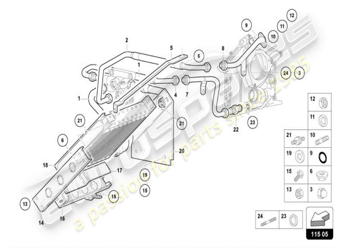 lamborghini diablo vt (1998) sistema de aceite del motor diagrama de piezas
