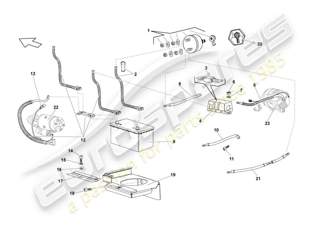 lamborghini lp640 roadster (2008) diagrama de piezas del enchufe del fusible principal