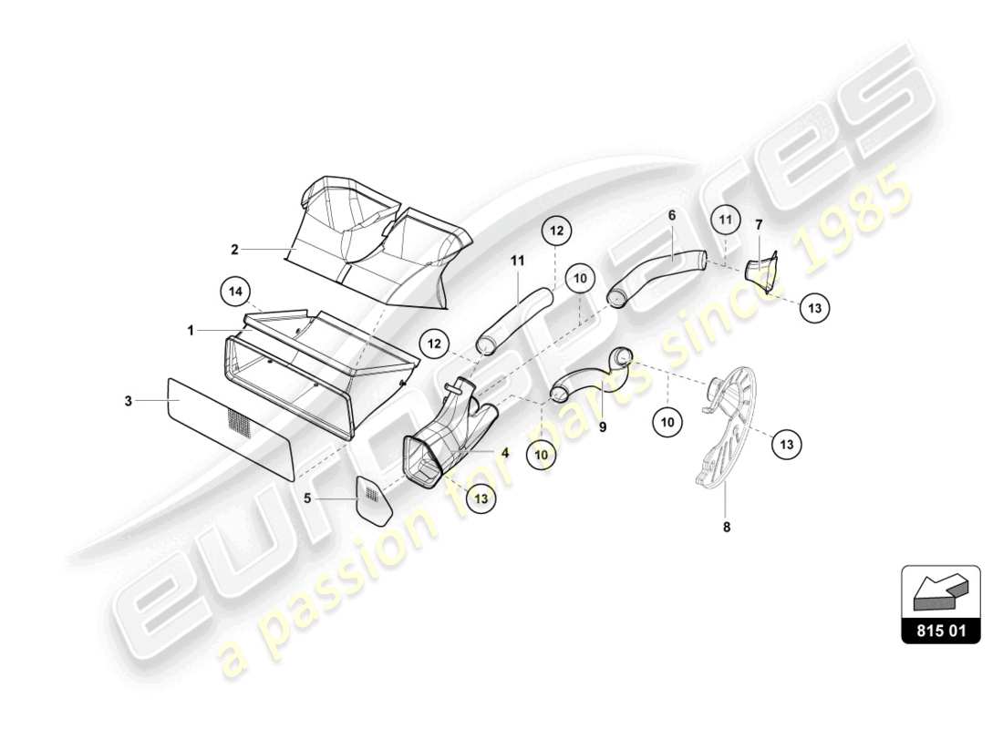 lamborghini super trofeo (2015) enfriamiento de disco de freno delantero y pinza diagrama de piezas