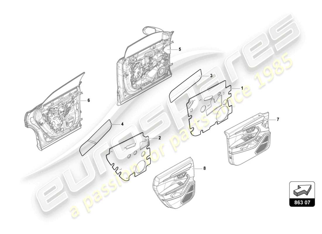 lamborghini urus performante (2023) pieza absorbedor de sonido diagrama de piezas